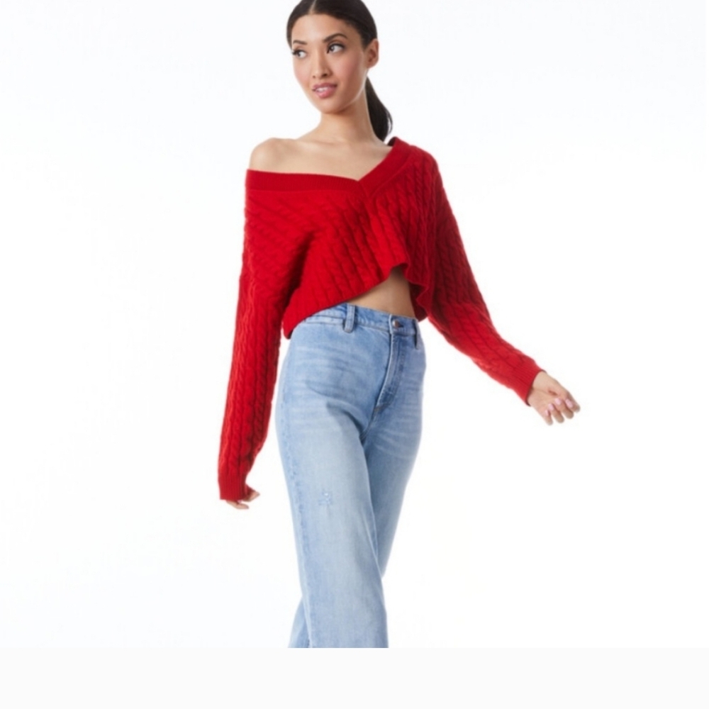 Alice and Olivia Red Crop Sweater